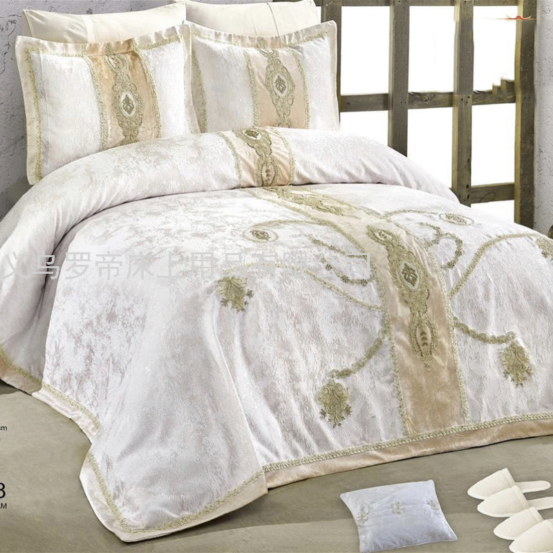 European-Style Four-Piece Set European-Style Home Textile Four-Six-Piece Set Model Room Wedding Bedding Bedspread Cotton Green