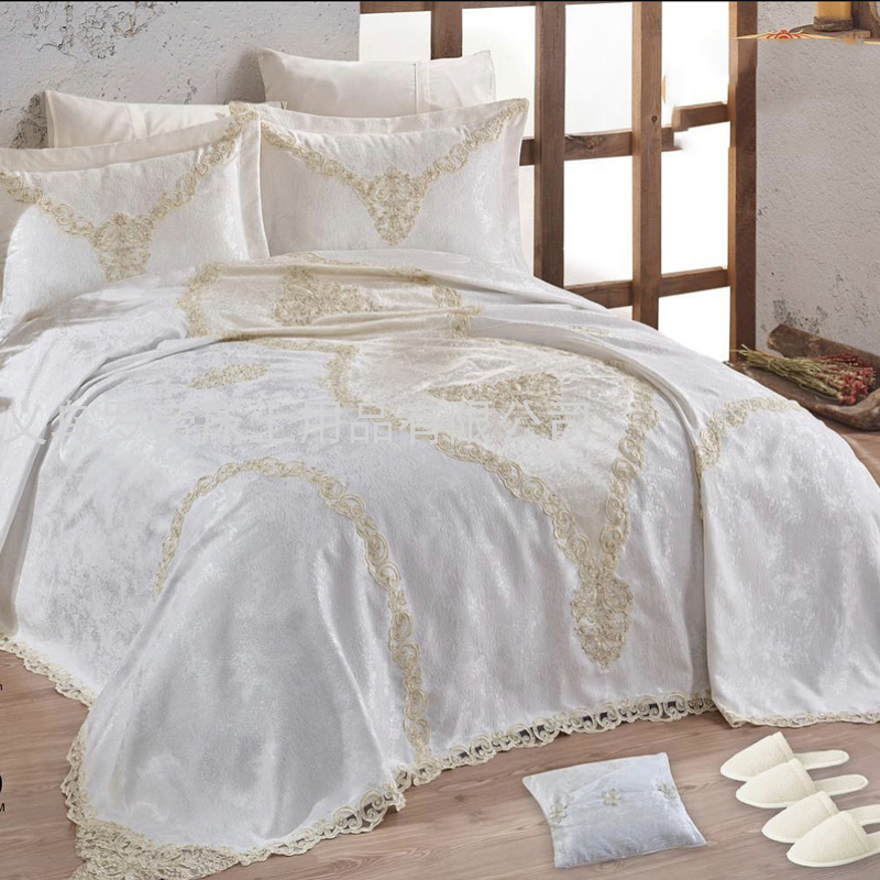 European-Style Four-Piece Set European-Style Home Textile Four-Six-Piece Set Model Room Wedding Bedding Bedspread Cotton Green