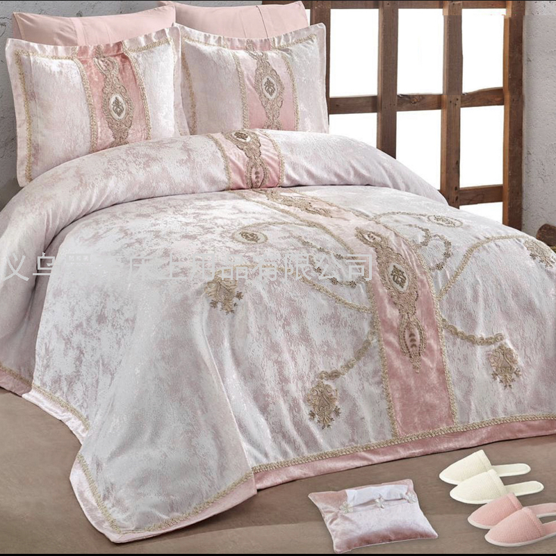 European-Style Four-Piece Set European-Style Home Textile Four-Six-Piece Set Model Room Wedding Bedding Bedspread Cotton Green