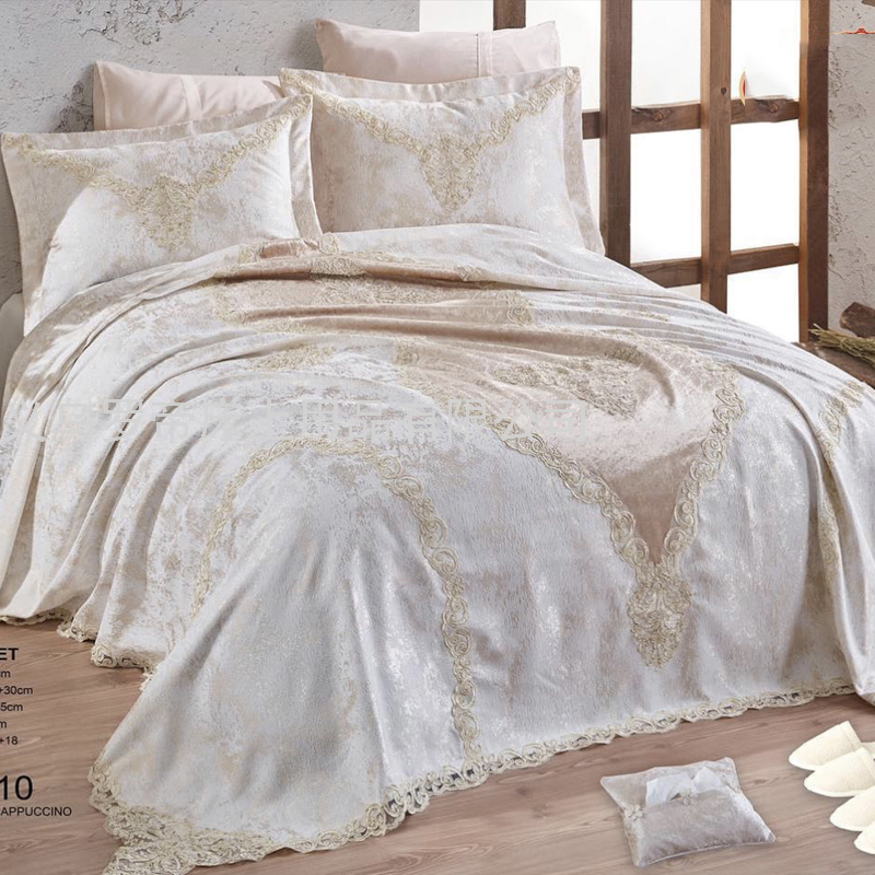 European-Style Four-Piece Set European-Style Home Textile Four-Six-Piece Set Model Room Wedding Bedding Bedspread Cotton Green