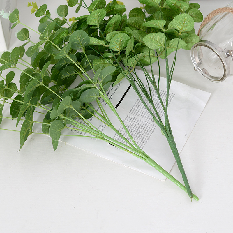 Factory Wholesale Simulation Zamioculcas Leaves Eucalyptus Simulation Green Plant Wedding Road Lead Props Artificial Flower Flower Arrangement Decoration