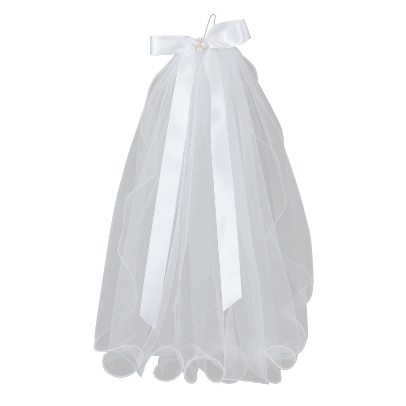 Halloween Black Veil Bride the Wedding Party Internet Famous Photo Taking Props Single Yarn Curling Bow Veil