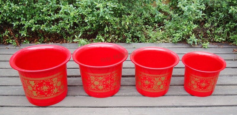 Factory-wholesale Chinese wedding flower red flower pot wedding flower pot 320-350
