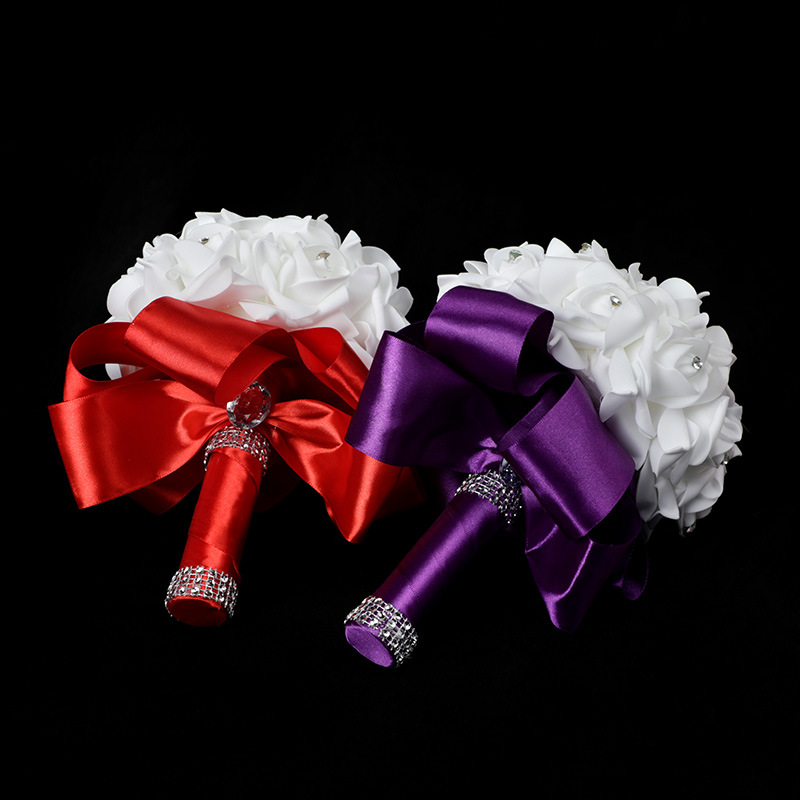 Amazon Hot Bridal Bouquet Wedding Foam Simulation Hand Bouquet Wedding Flower Factory in Stock Wholesale