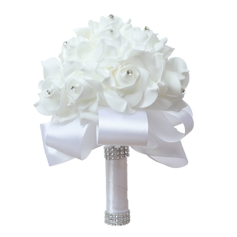 Amazon Hot Bridal Bouquet Wedding Foam Simulation Hand Bouquet Wedding Flower Factory in Stock Wholesale