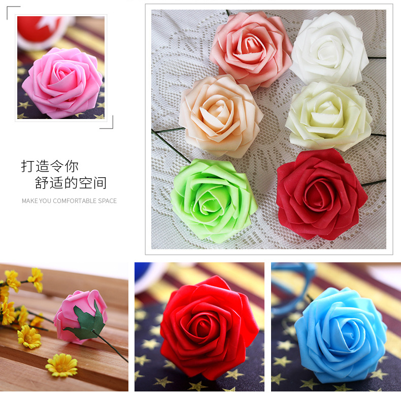 Factory Wholesale 8cm Artificial PE Rose Foamflower Wedding Flower Arch Bridal Bouquet Wedding Candies Box Floral Ball Bouquet