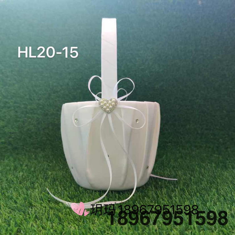 European and American Bow Rose Bride European Wedding Flower Basket White Wedding Flower Basket