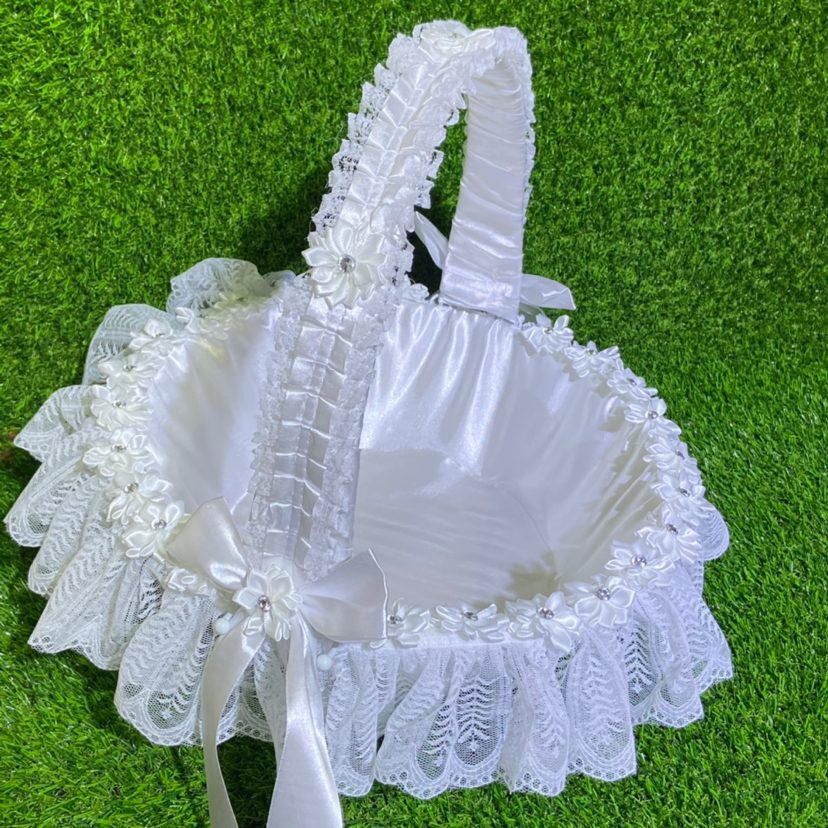 European and American Bow Rose Bride European Wedding Flower Basket White Wedding Flower Basket