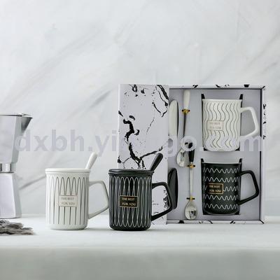 Nordic simple ceramic couple cup fashion retro home coffee mark water cup wedding gift set