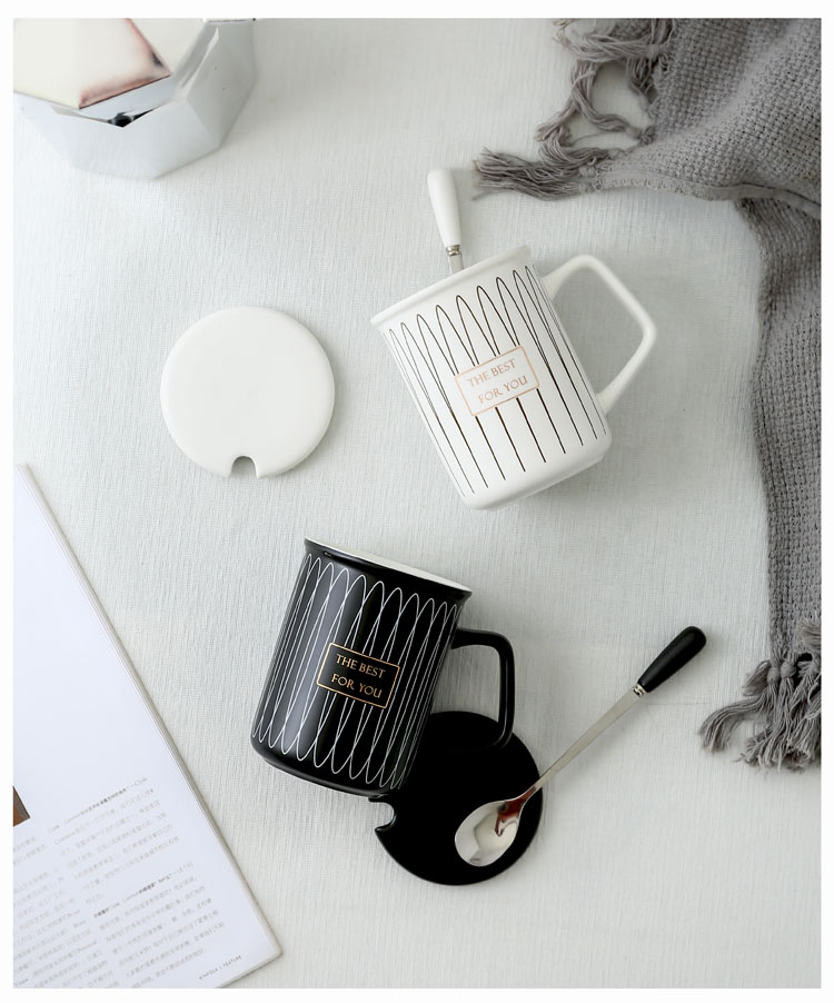 Nordic simple ceramic couple cup fashion retro home coffee mark water cup wedding gift set