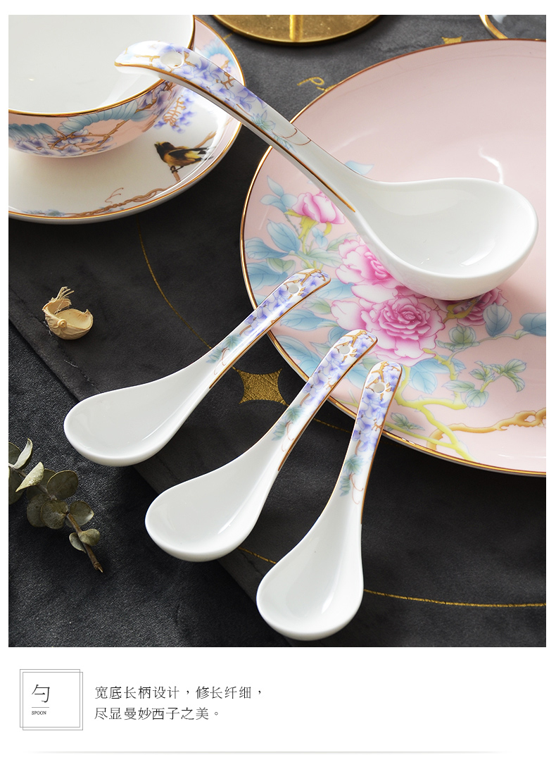 Huaguang Porcelain Bowl and Dish Set Household Bone China Tableware Suit Combination Light Luxury Chinese Wedding Gift Rich Peony Huaguang Porcelain Bowl and Dish Set Household Bone China Tableware Suit Combination Light Luxury Chinese Wedding Gift Rich Peony