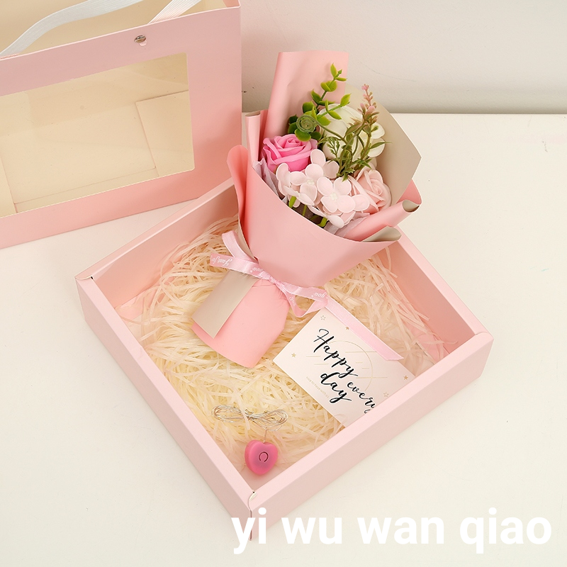 Holiday Rose Gift Box Wedding Gift Soap Soap Flower Lover Teacher&#039;s Day Craft Gift LED Light Greeting Card
