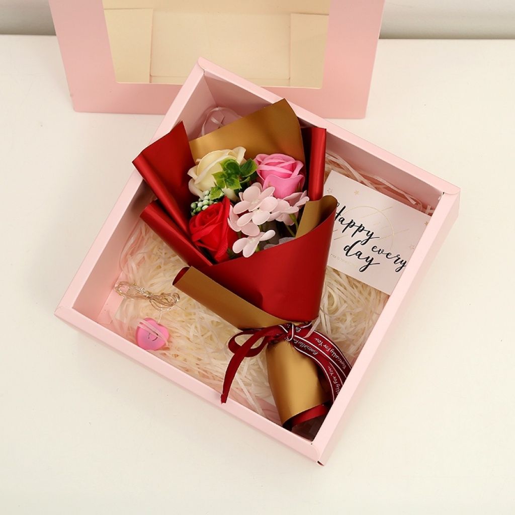 Holiday Rose Gift Box Wedding Gift Soap Soap Flower Lover Teacher's Day Craft Gift LED Light Greeting Card Holiday Rose Gift Box Wedding Gift Soap Soap Flower Lover Teacher's Day Craft Gift LED Light Greeting Card