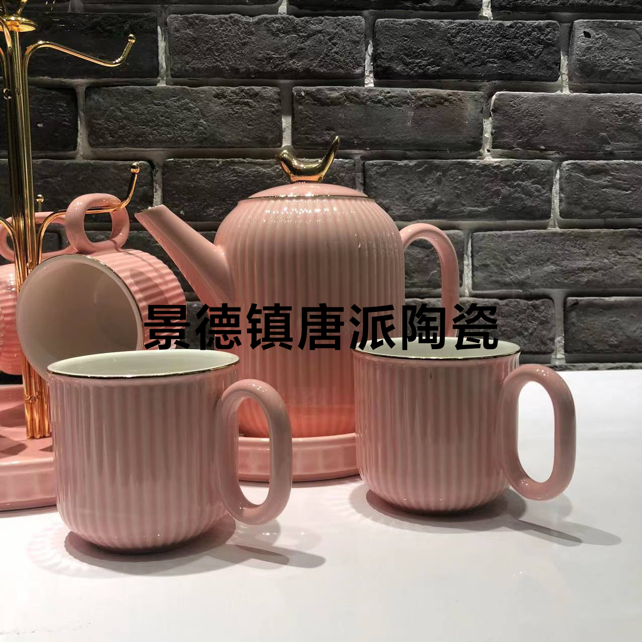 A Pot of 6 Cups Coffee Set Sets of Drinking Ware Colored Glaze New Drinking Ware Entry Lux Style Wedding Gift Ceramic Water Set Drinking Ware