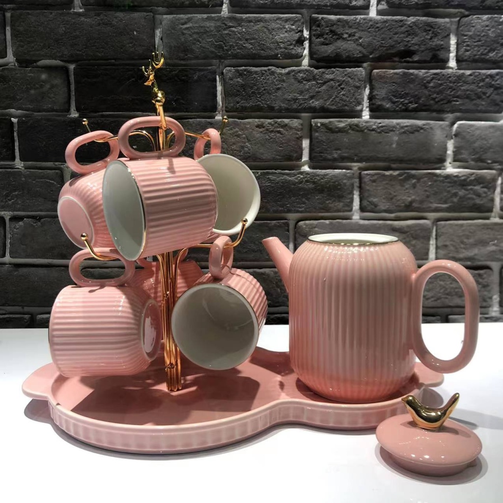 A Pot of 6 Cups Coffee Set Sets of Drinking Ware Colored Glaze New Drinking Ware Entry Lux Style Wedding Gift Ceramic Water Set Drinking Ware
