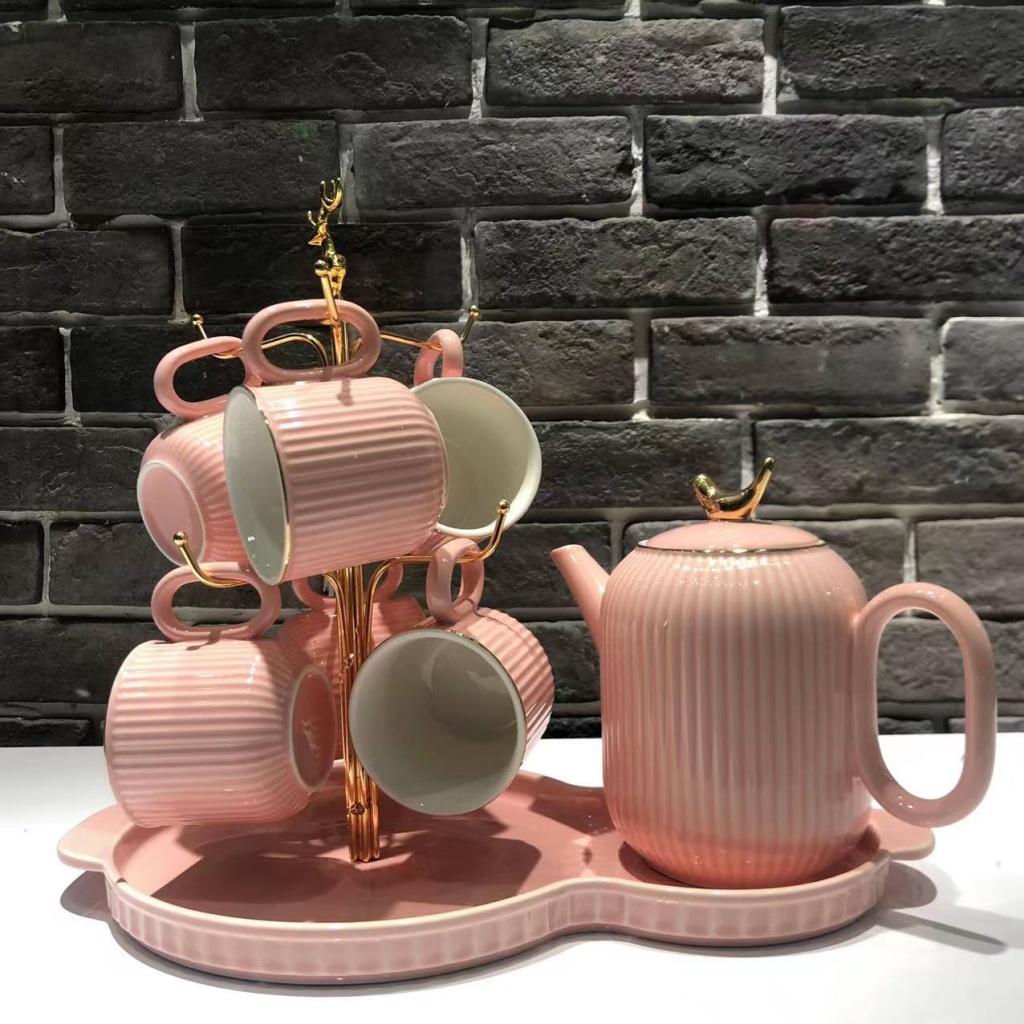 A Pot of 6 Cups Coffee Set Sets of Drinking Ware Colored Glaze New Drinking Ware Entry Lux Style Wedding Gift Ceramic Water Set Drinking Ware