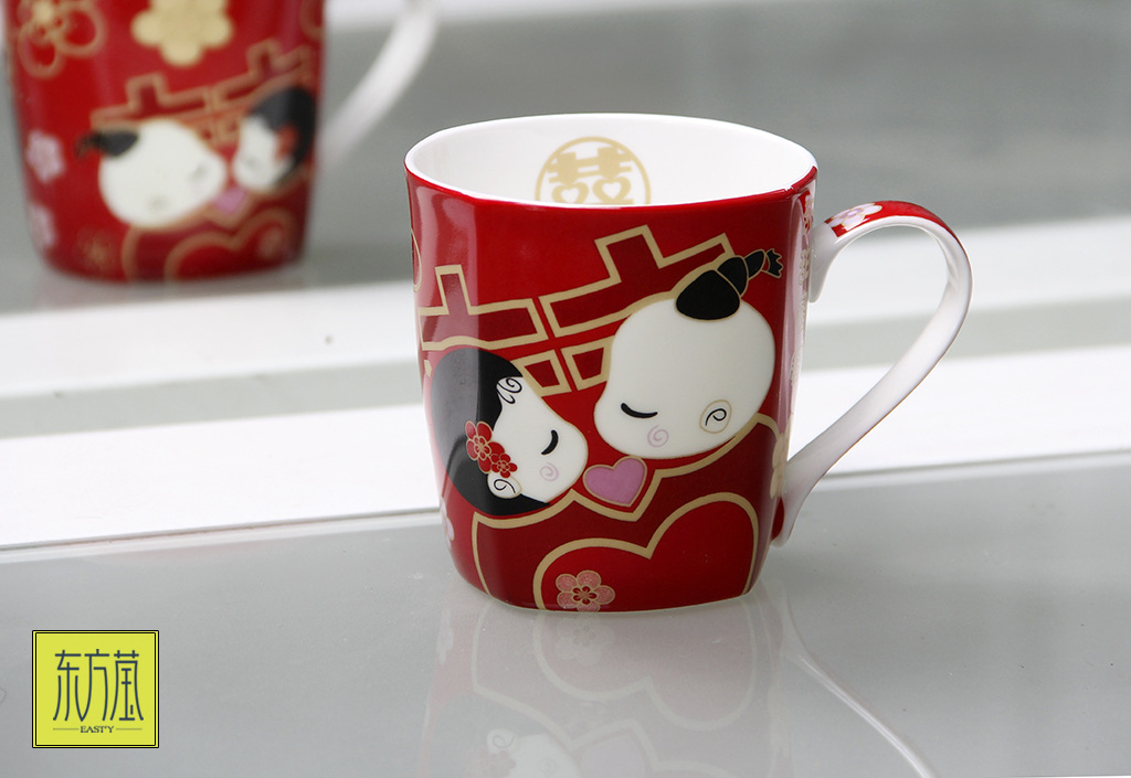 Wedding Gift Set Wedding Favors Bone China Festive Mug High-End Ceramic Cup Set Festive Gift Customization