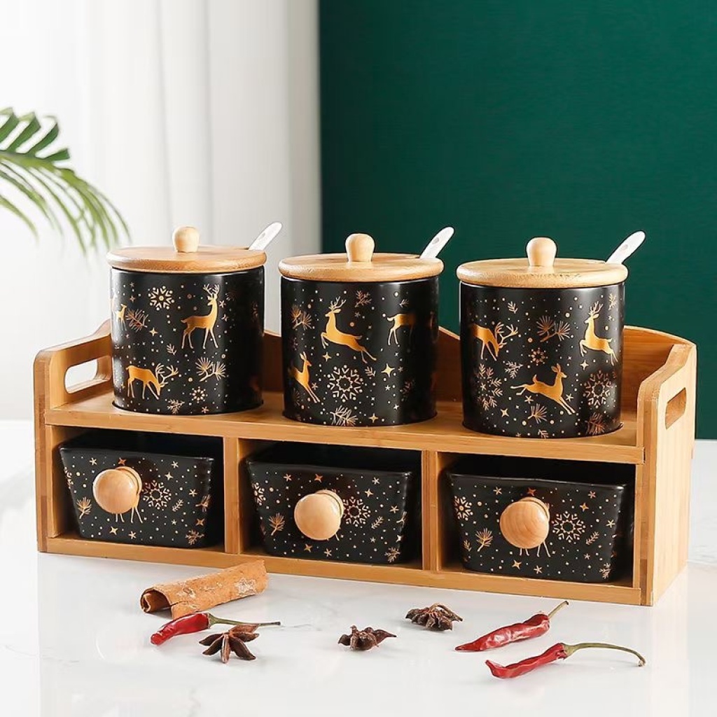6-Piece Seasoning Jar Set Deer Condiment Dispenser 1380 Degrees High Temperature Fired Porcelain Delicate Wedding Gift 6-Piece Seasoning Jar Set Deer Condiment Dispenser 1380 Degrees High Temperature Fired Porcelain Delicate Wedding Gift