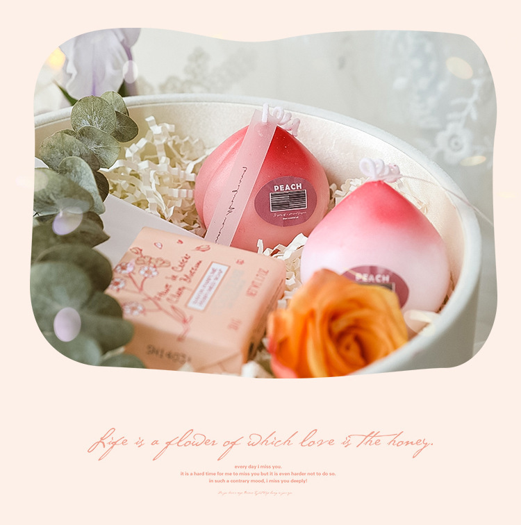   Wedding Gift Peach Aromatherapy Candle Cross-Border Handmade Fragrance Set Gift Box Fruit Candle Wedding candles
