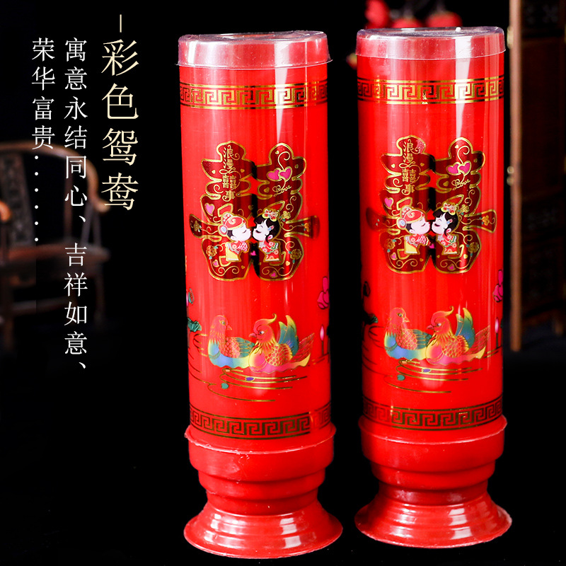 Creative Wedding Tie Candle Dragon and Phoenix Pair Candle Glass Windproof Wedding Candles Retro Wedding Double Happiness Candle Pair Wholesale