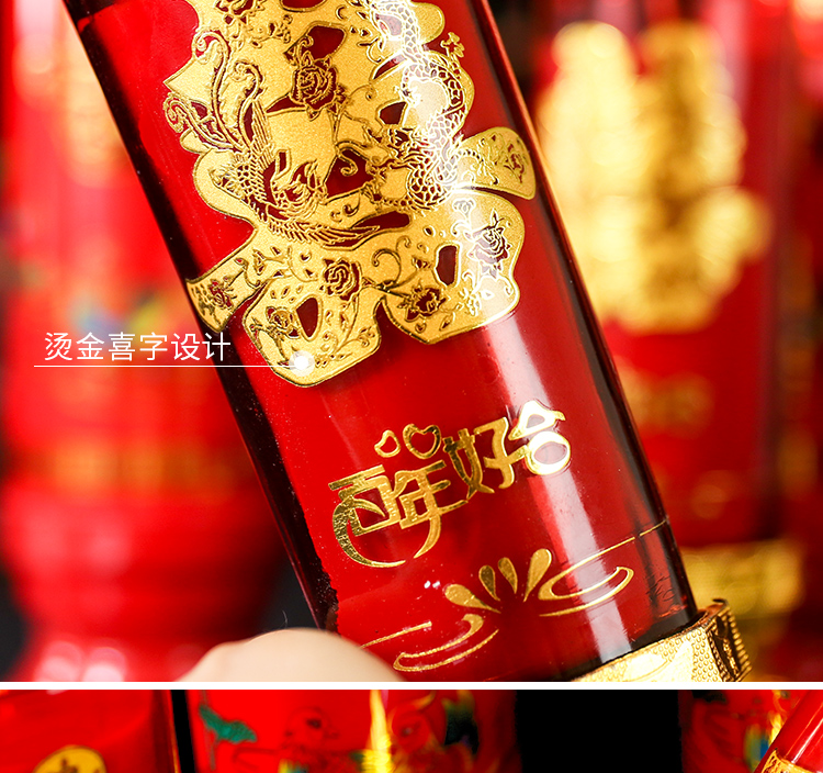 Creative Wedding Tie Candle Dragon and Phoenix Pair Candle Glass Windproof Wedding Candles Retro Wedding Double Happiness Candle Pair Wholesale