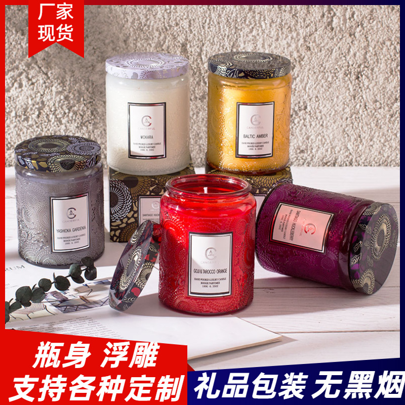 Glass Cup Wax Fragrance Candle DIY Handmade Wedding Birthday Hand Gift Soy Wax Aromatherapy Candle Wedding candles