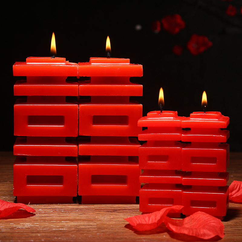  Wedding Ceremony Candle Celebration Ceremony Products Xi Character Candle Smoke-Free Oil-Free Wedding Wedding candles