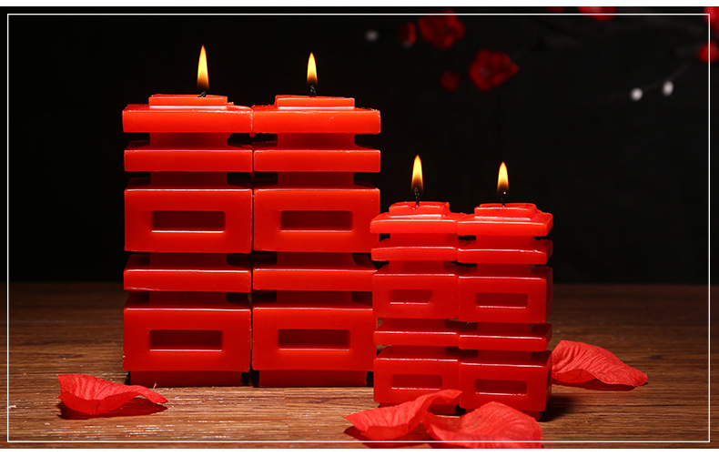  Wedding Ceremony Candle Celebration Ceremony Products Xi Character Candle Smoke-Free Oil-Free Wedding Wedding candles