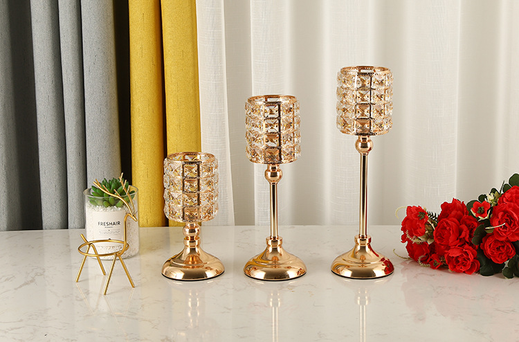 European Crystal Candlestick Iron Craft Decorations Metal Candle Holder Crafts Living Room Decoration Wedding European Crystal Candlestick Iron Craft Decorations Metal Candle Holder Crafts Living Room Decoration Wedding