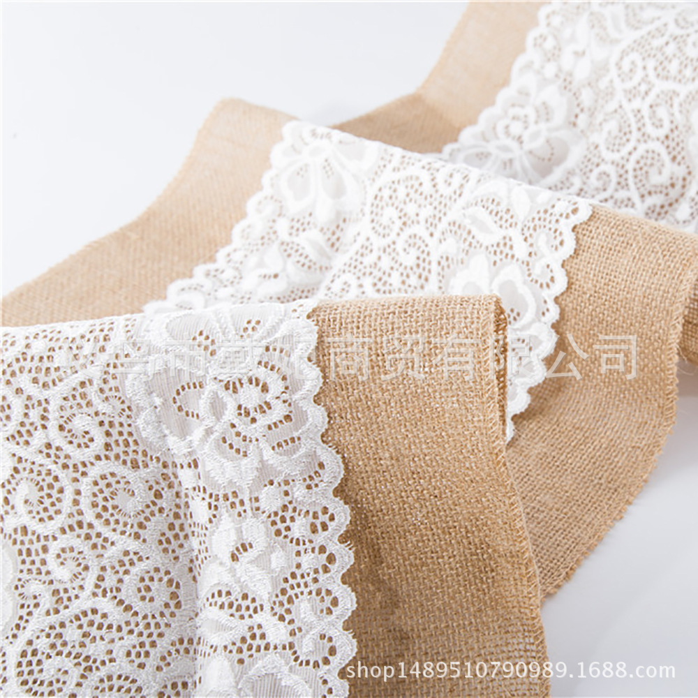 Factory Direct Sales Yellow Linen Table Runner Linen Table Runner Chair Yarn Christmas Crafts Wedding Celebration Decoration Ribbon Supplies