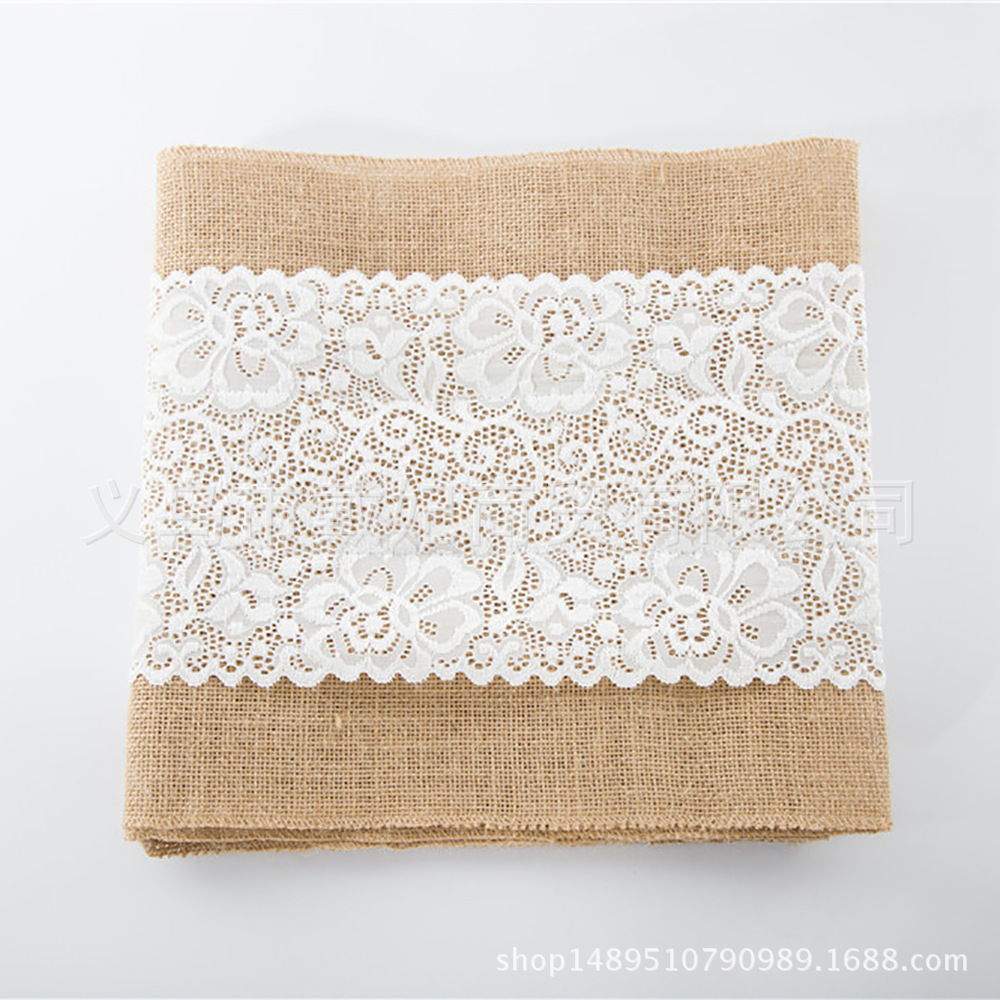 Factory Direct Sales Yellow Linen Table Runner Linen Table Runner Chair Yarn Christmas Crafts Wedding Celebration Decoration Ribbon Supplies