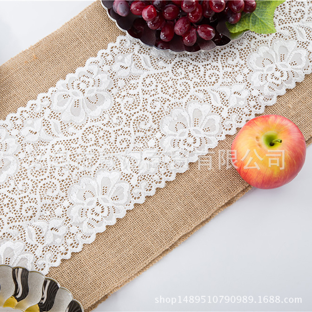 Factory Direct Sales Yellow Linen Table Runner Linen Table Runner Chair Yarn Christmas Crafts Wedding Celebration Decoration Ribbon Supplies