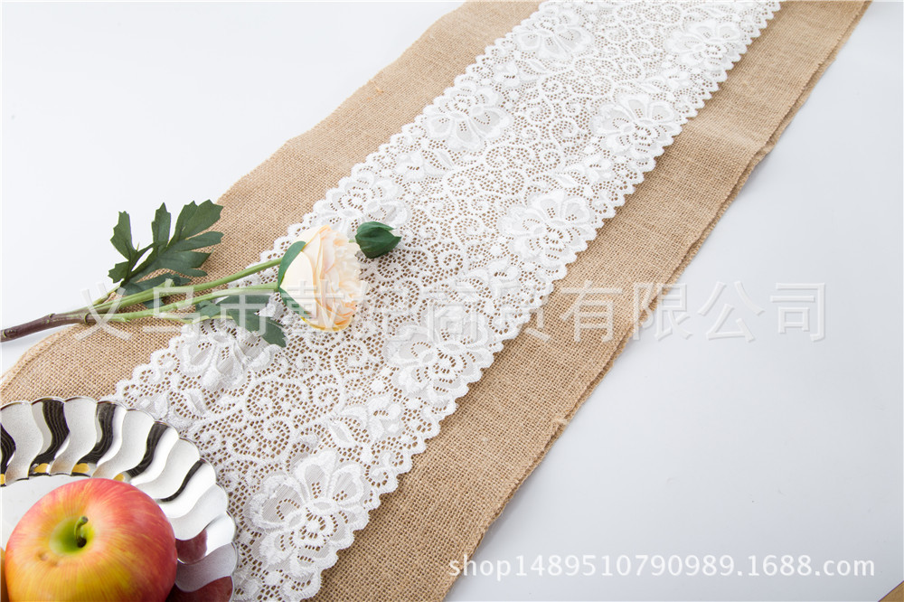Factory Direct Sales Yellow Linen Table Runner Linen Table Runner Chair Yarn Christmas Crafts Wedding Celebration Decoration Ribbon Supplies