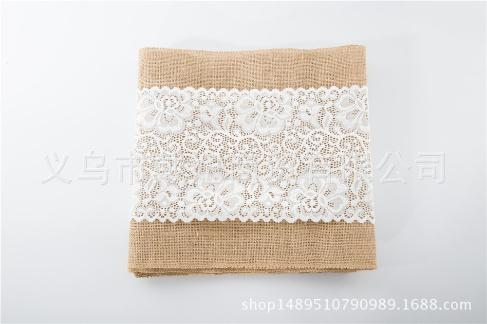 Factory Direct Sales Yellow Linen Table Runner Linen Table Runner Chair Yarn Christmas Crafts Wedding Celebration Decoration Ribbon Supplies