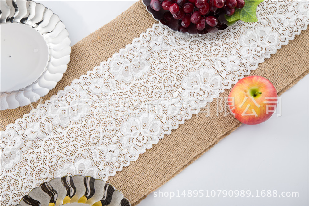 Factory Direct Sales Yellow Linen Table Runner Linen Table Runner Chair Yarn Christmas Crafts Wedding Celebration Decoration Ribbon Supplies