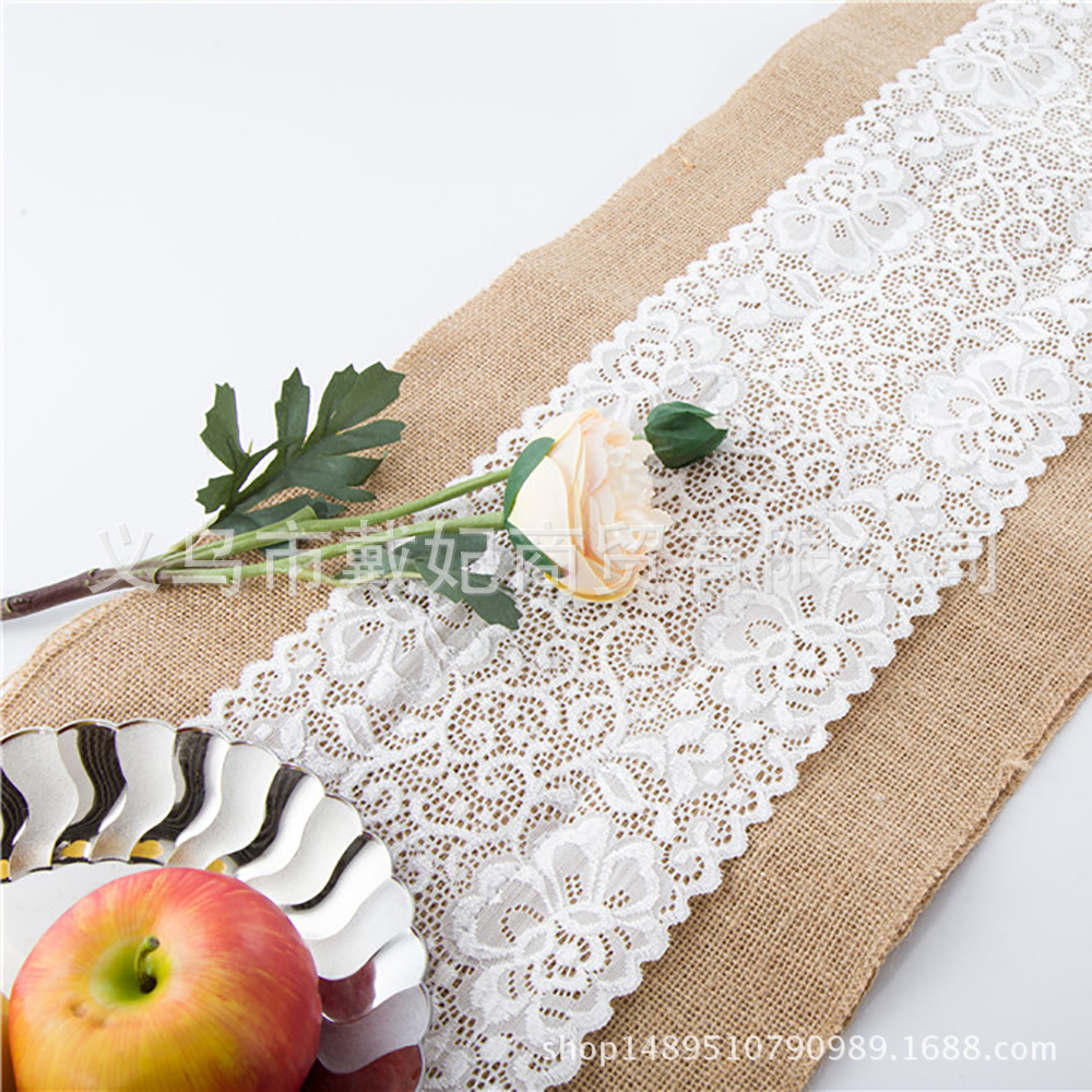 Factory Direct Sales Yellow Linen Table Runner Linen Table Runner Chair Yarn Christmas Crafts Wedding Celebration Decoration Ribbon Supplies