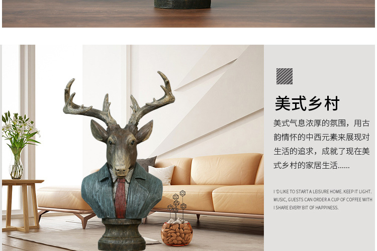 American country living room bar model room creative deer head home decoration crafts wedding gift