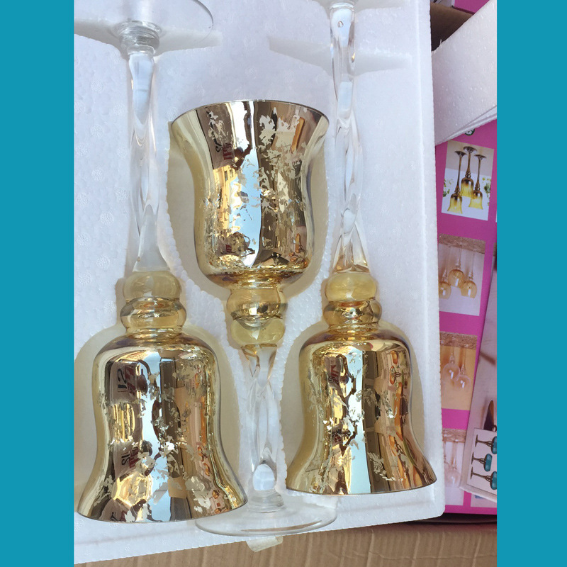 Wedding High Foot Glass Candlestick French Romantic Christmas Electroplated Rose Gold Glass Candlestick Crafts Wholesale