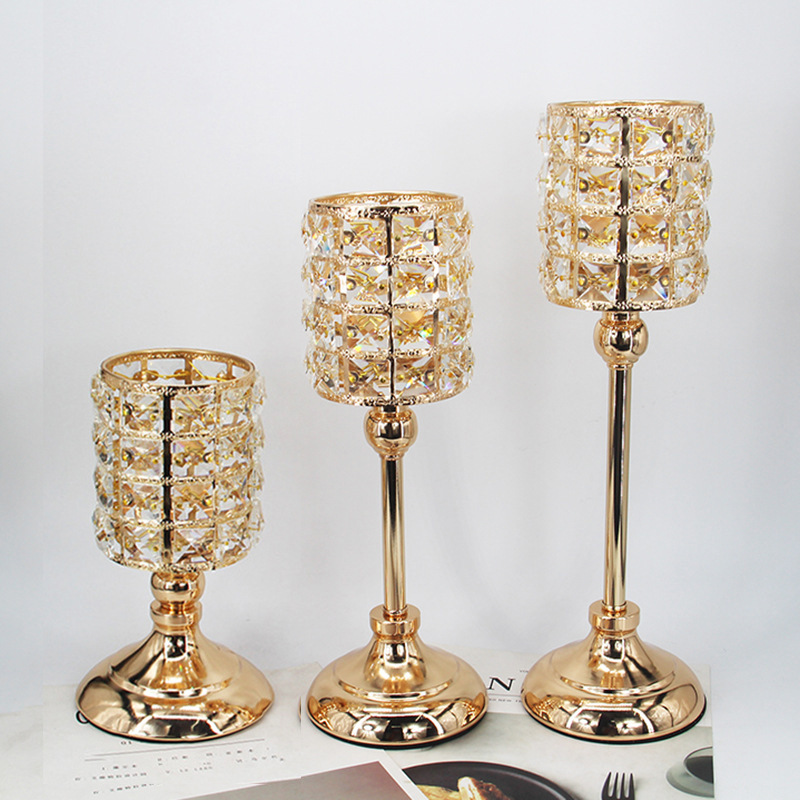 European-Style Wedding Single-Head Candlestick Christmas Props Crystal Crafts Decoration Home Model Room Decoration Factory Supply