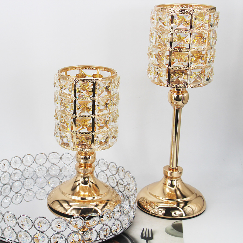 European-Style Wedding Single-Head Candlestick Christmas Props Crystal Crafts Decoration Home Model Room Decoration Factory Supply