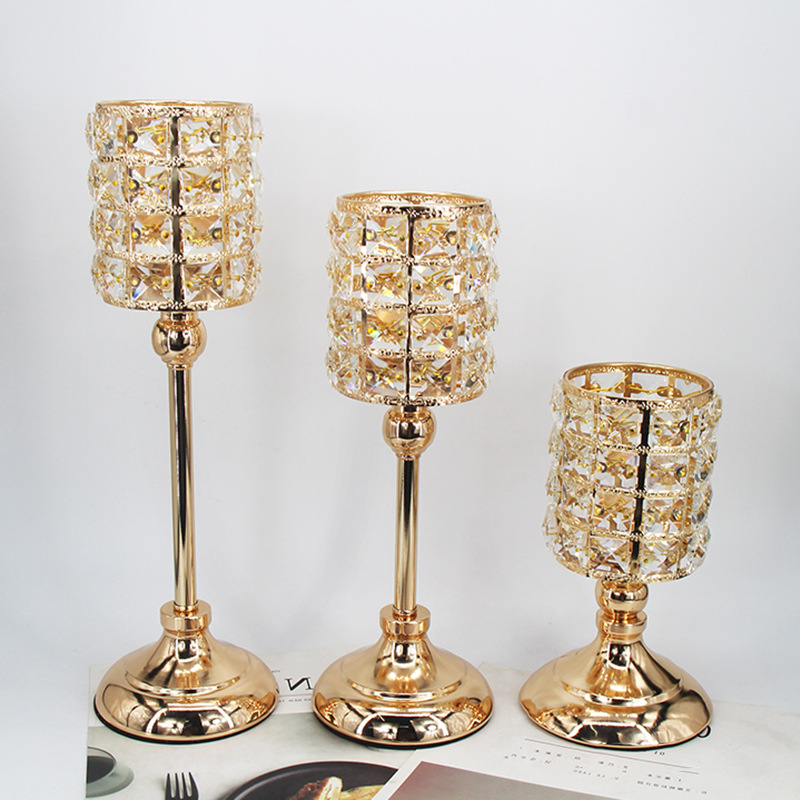 European-Style Wedding Single-Head Candlestick Christmas Props Crystal Crafts Decoration Home Model Room Decoration Factory Supply