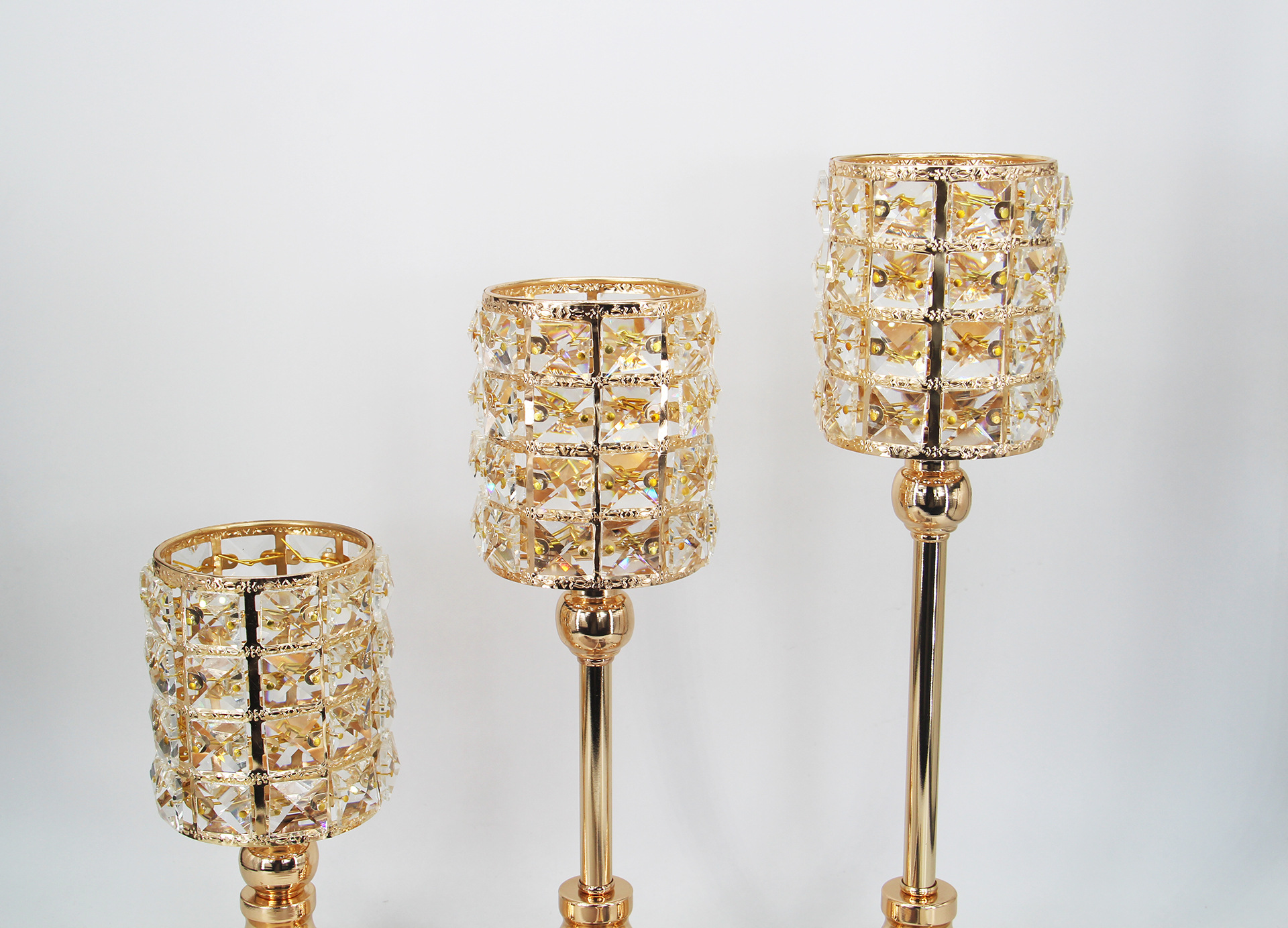 European-Style Wedding Single-Head Candlestick Christmas Props Crystal Crafts Decoration Home Model Room Decoration Factory Supply