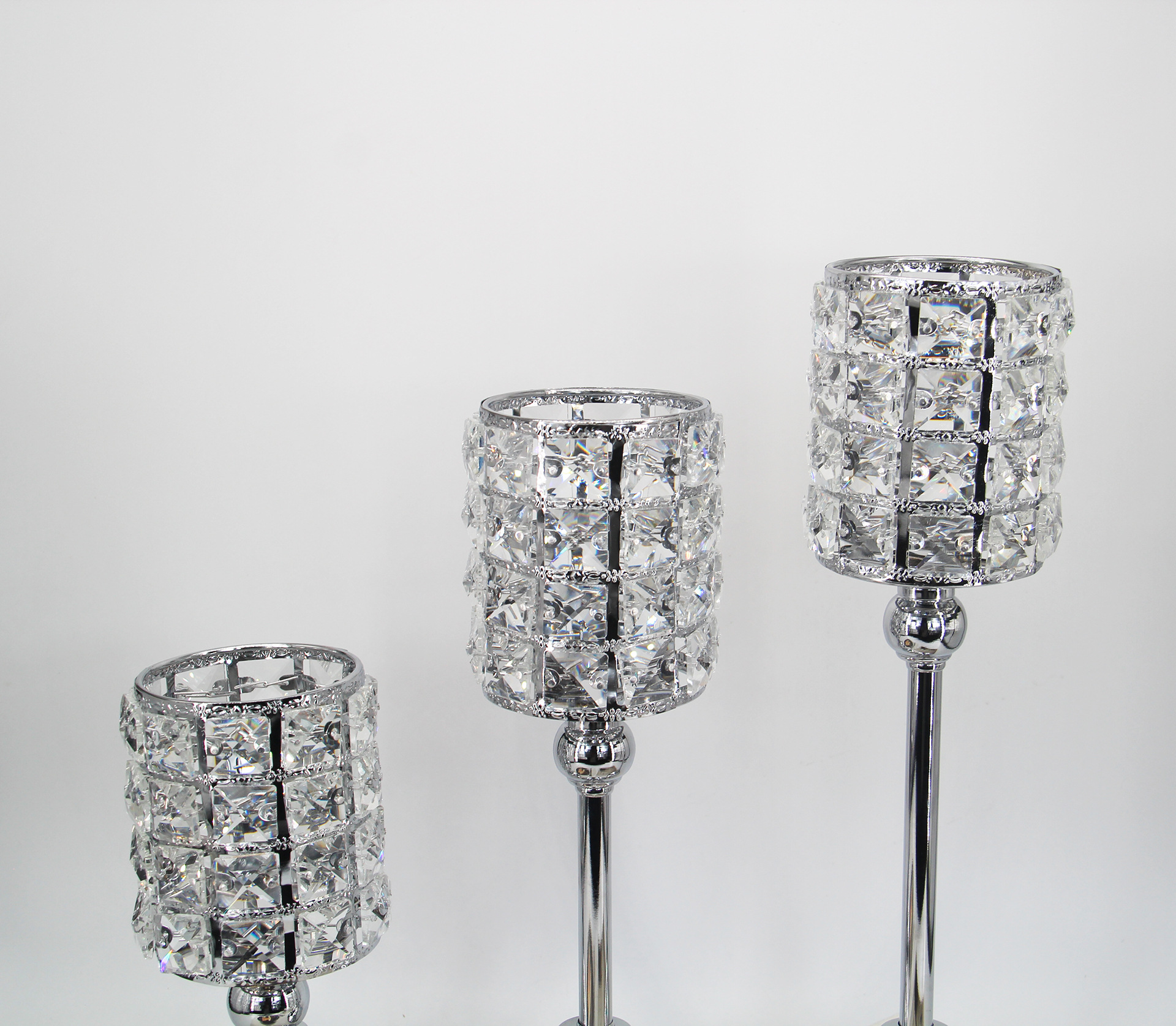 European-Style Wedding Single-Head Candlestick Christmas Props Crystal Crafts Decoration Home Model Room Decoration Factory Supply