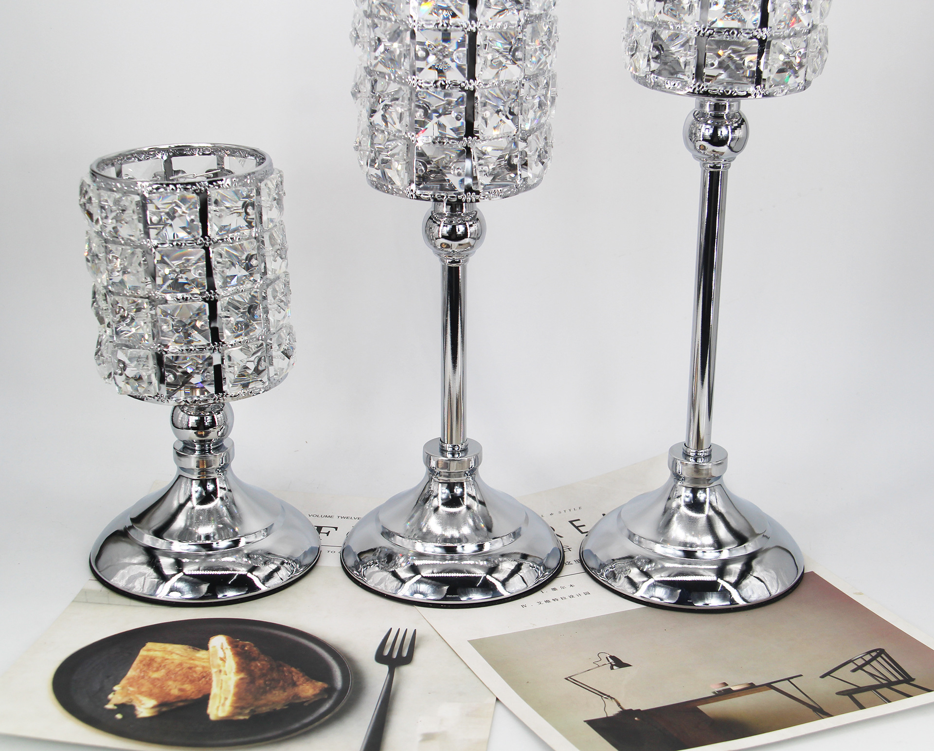 European-Style Wedding Single-Head Candlestick Christmas Props Crystal Crafts Decoration Home Model Room Decoration Factory Supply