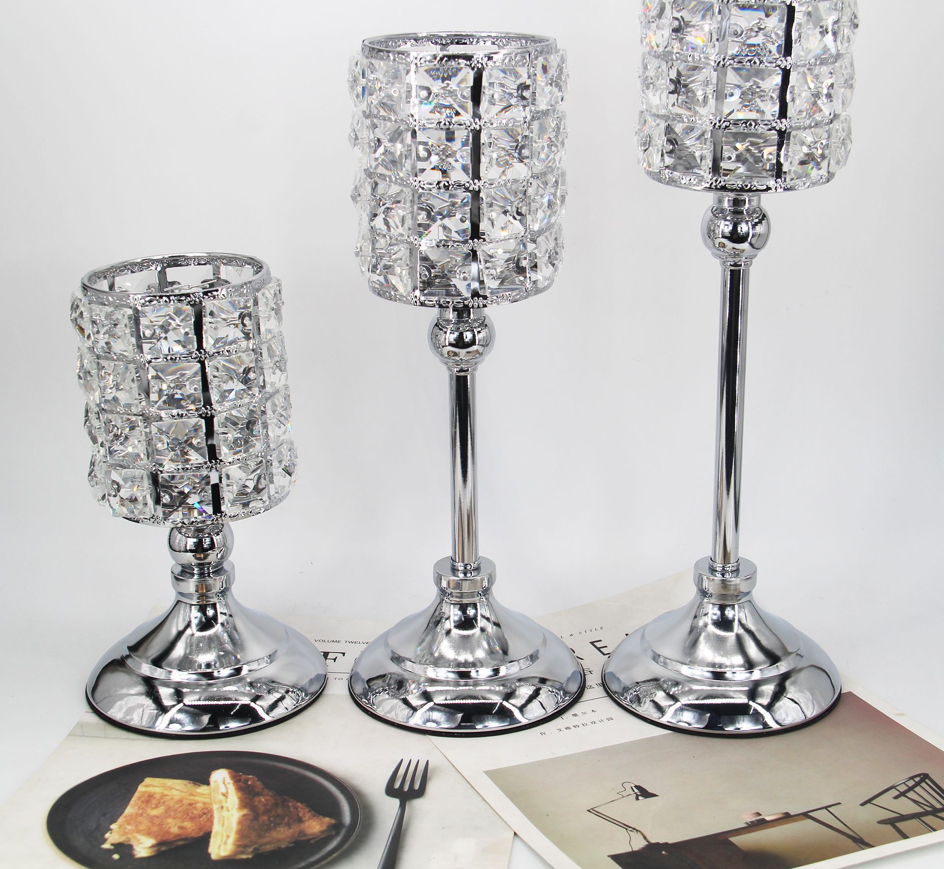 European-Style Wedding Single-Head Candlestick Christmas Props Crystal Crafts Decoration Home Model Room Decoration Factory Supply