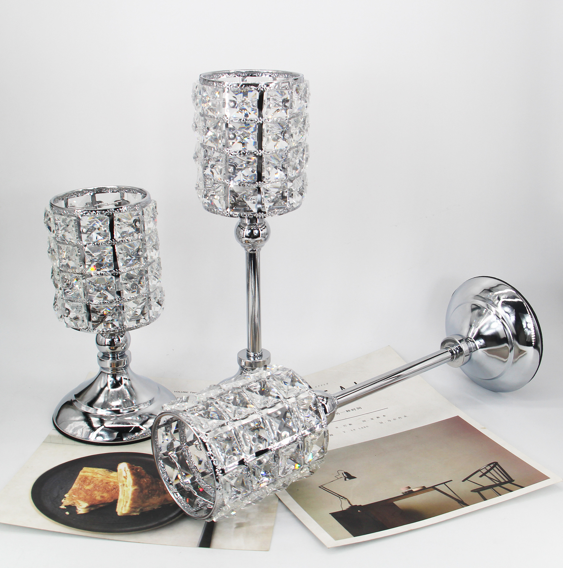 European-Style Wedding Single-Head Candlestick Christmas Props Crystal Crafts Decoration Home Model Room Decoration Factory Supply