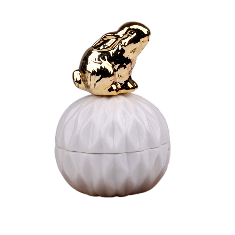 Ceramic storage tank Candy tank Storage tank Electroplating crafts home decoration storage tank wedding jewelry gift box