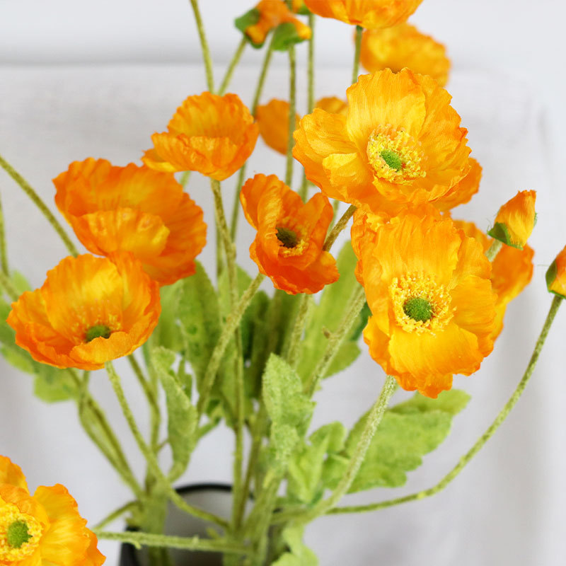 Artificial Flower Flocking 3 Flowers 1 Lei Yu Meiren Poppy Flower Wedding Arrangement Domestic Ornaments Silk Flower
