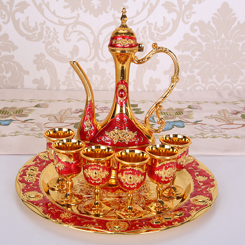 Wine Set Liquor Cup European Retro Creative Wedding Gift Metal Russian Wine Pot Home Ornaments