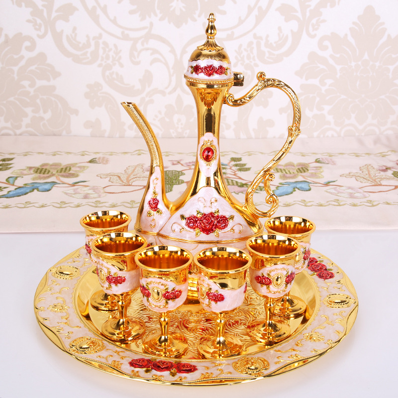 Wine Set Liquor Cup European Retro Creative Wedding Gift Metal Russian Wine Pot Home Ornaments